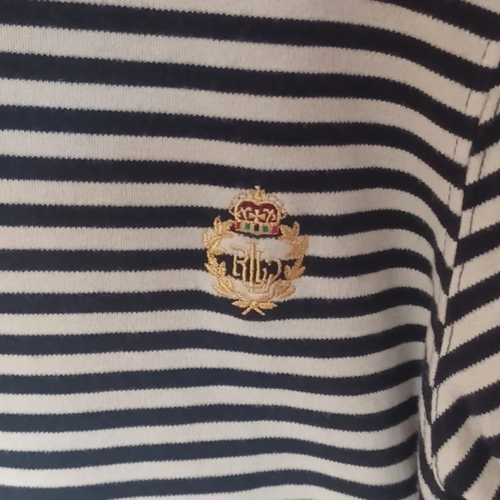 Lauren Ralph Lauren Striped Turtleneck, Embroidered Crest Size P/P Vintage - Picture 5 of 11